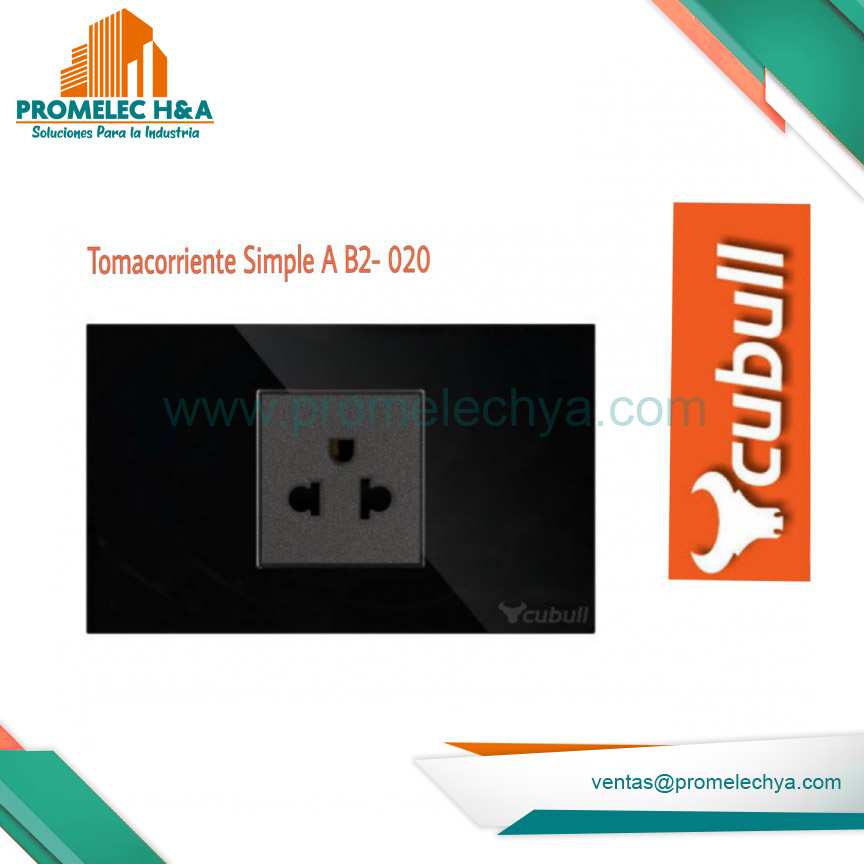 TOMACORRIENTE SIMPLE L/T B2 NEGRO CUBULL