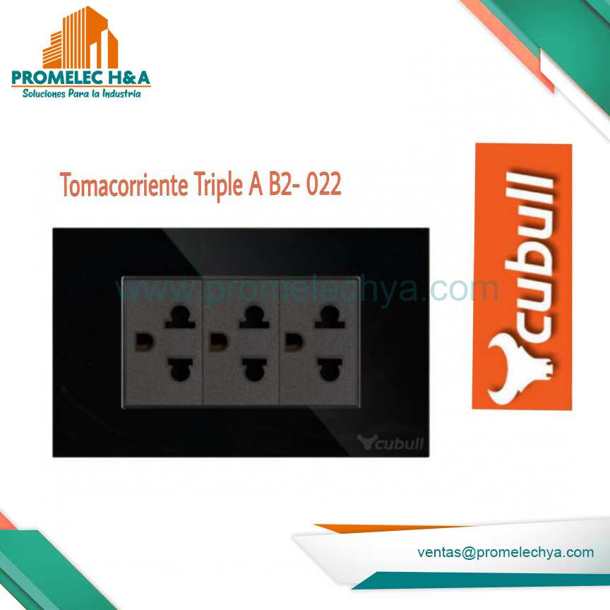TOMACORRIENTE TRIPLE L/T B2 NEGRO CUBULL