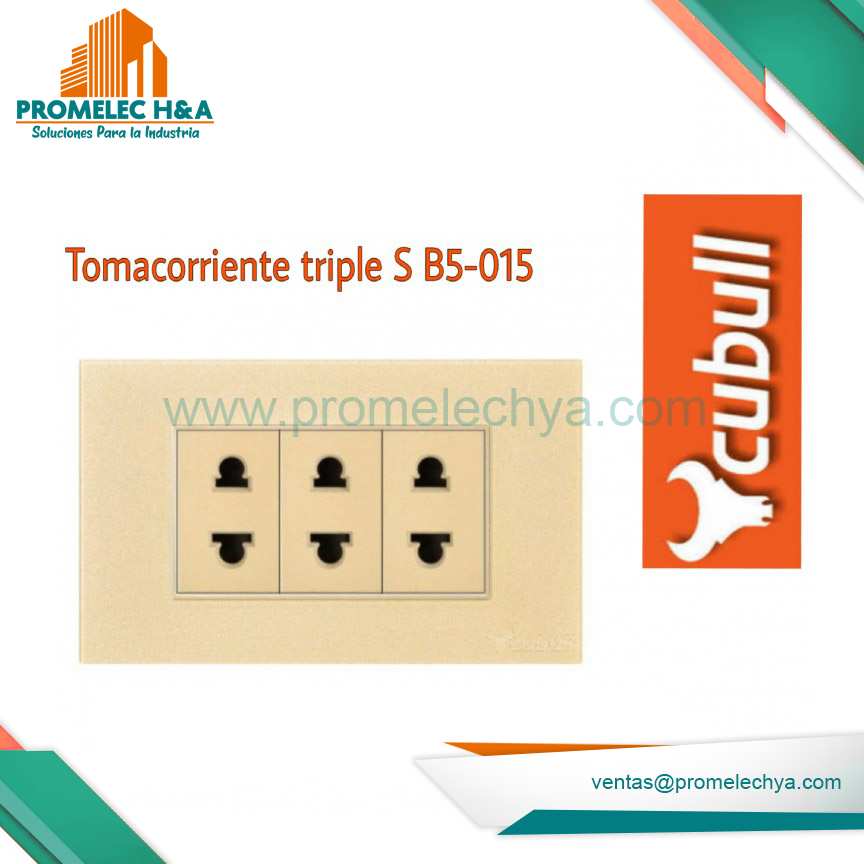 TOMACORRIENTE TRIPLE B5 DORADO CUBULL