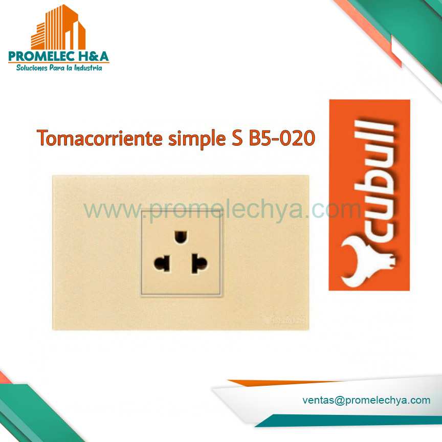 TOMACORRIENTE SIMPLE B5 DORADO CUBULL