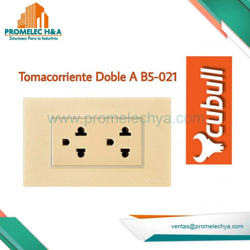 TOMACORRIENTE DOBLE L/T B5 DORADO CUBULL