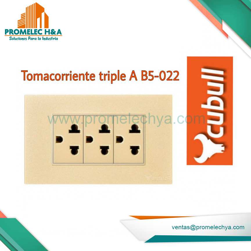 TOMACORRIENTE TRIPLE L/T B5 DORADO CUBULL