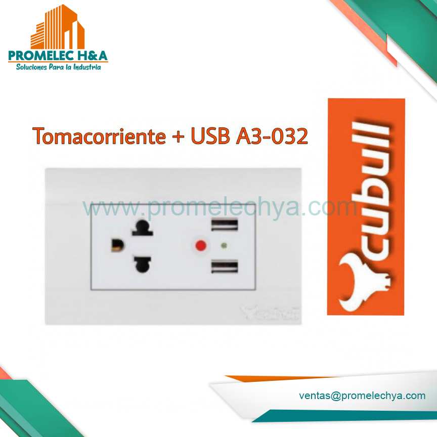 TOMACORRIENTE + USB A3 BLANCO CUBULL
