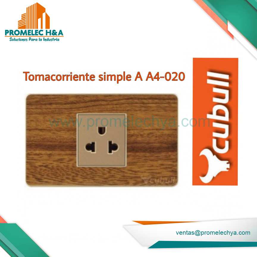 TOMACORRIENTE SIMPLE L/T A4 MADERA CUBULL