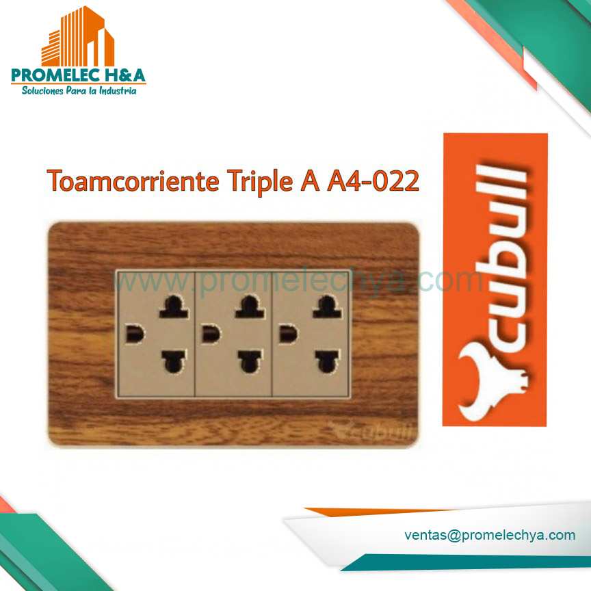 TOMACORRIENTE TRIPLE L/T A4 MADERA CUBULL