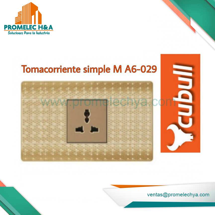 TOMACORRIENTE SIMPLE A6 DORADO PUNTOS CUBULL