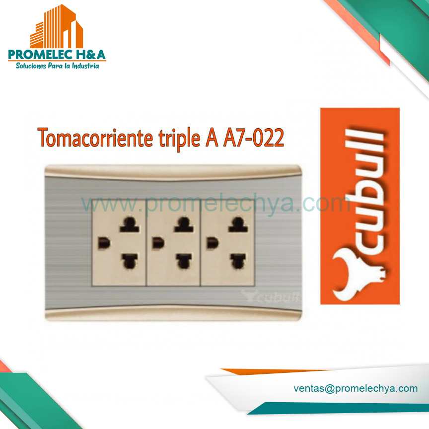 TOMACORRIENTE TRIPLE L/T A7 DORADO/ PLATEADO CUBULL