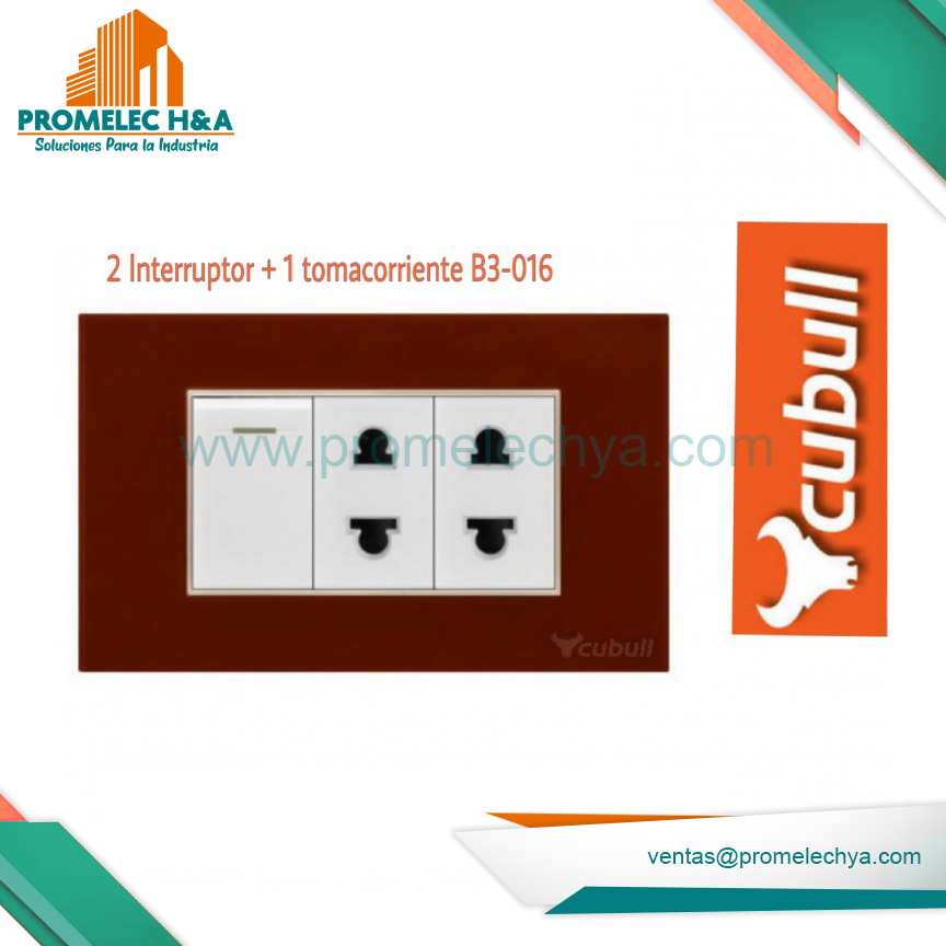 INTERRUPTOR + 2 TOMACORRIENTE B3 GUINDA CUBULL