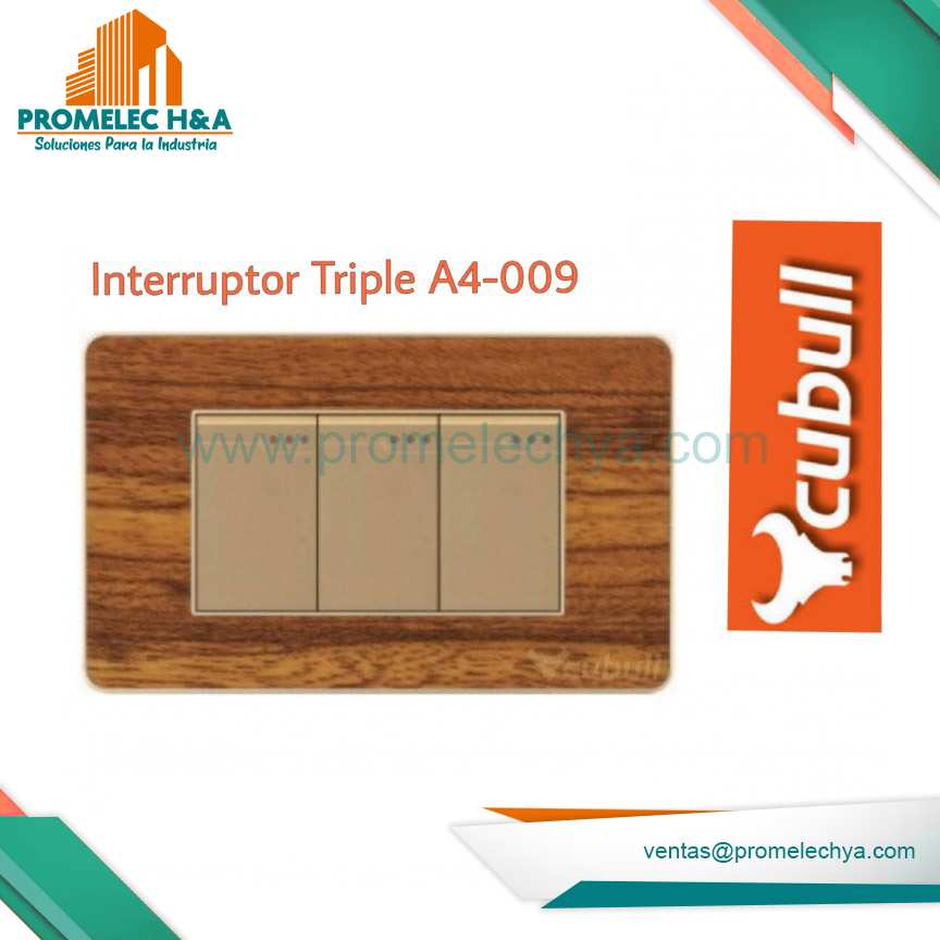 INTERRUPTOR TRIPLE A4 MADERA CUBULL