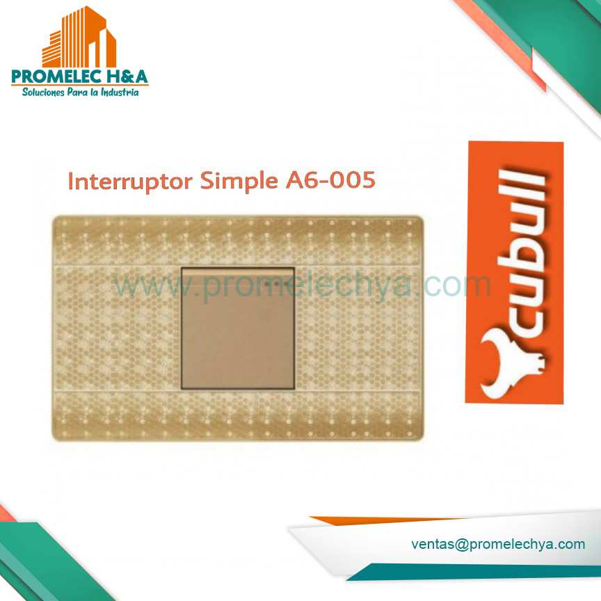 INTERRUPTOR SIMPLE A6 DORADO PUNTOS CUBULL
