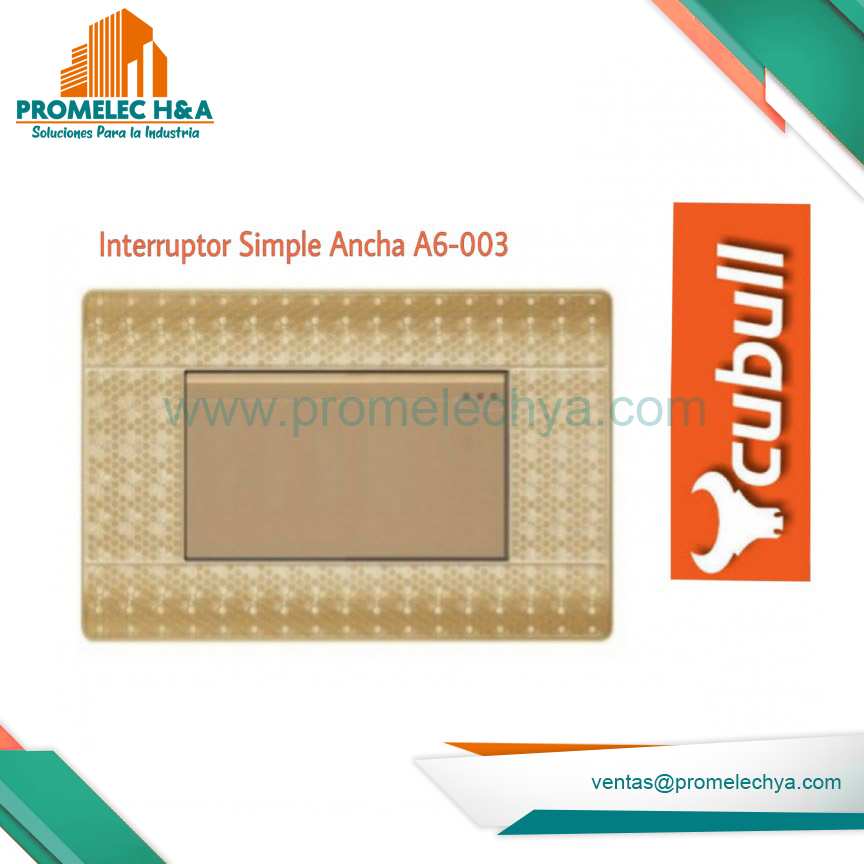 INTERRUPTOR SIMPLE ANCHOA6 DORADO  PUNTOS CUBULL