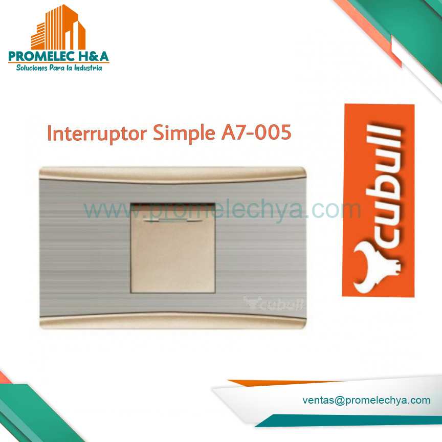 INTERRUPTOR SIMPLE A7 DORADO/ PLATEADO CUBULL