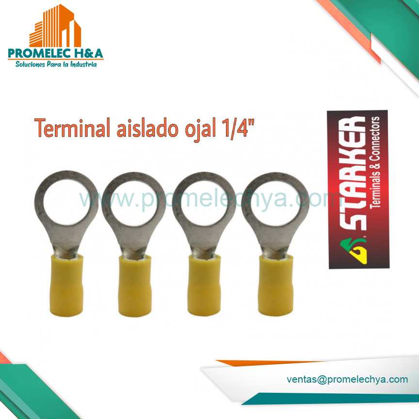 TERMINAL AISLADO TIPO OJAL AMARILLO 1/4
