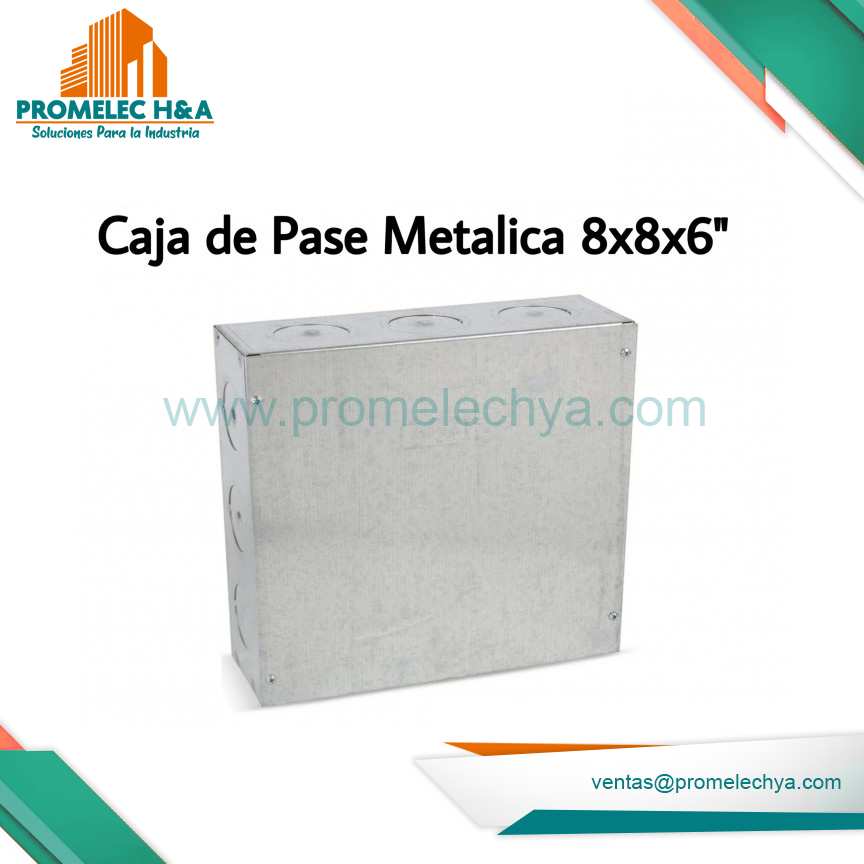 CAJA DE PASE METALICA  8x8x6´´