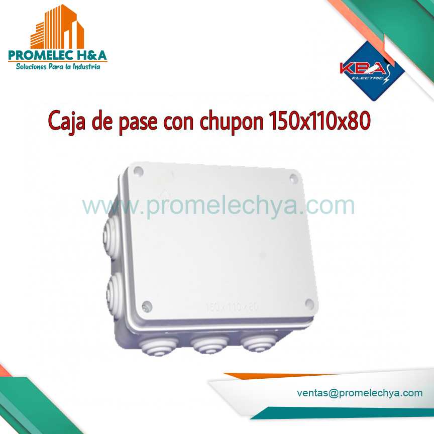 CAJA DE PASE PVC CON CHUPÓN 150X110X80