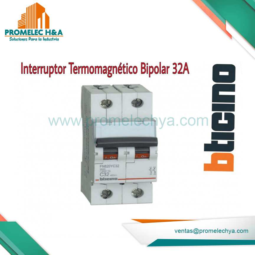 INTERRUPTOR TERMOMAGNÉTICO BIPOLAR 32A