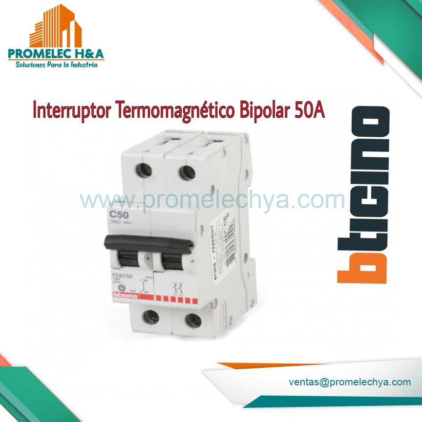INTERRUPTOR TERMOMAGNÉTICO BIPOLAR 50A