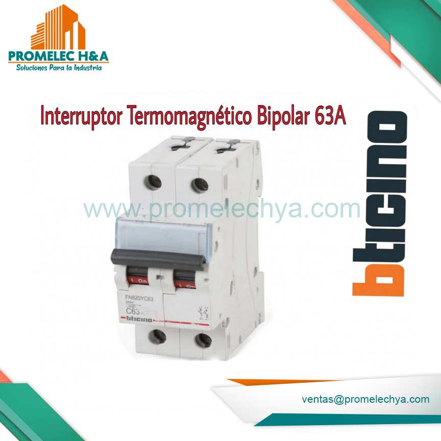 INTERRUPTOR TERMOMAGNÉTICO BIPOLAR 63A