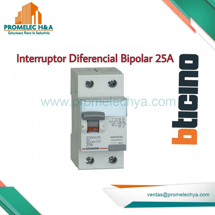 INTERRUPTOR DIFERENCIAL BIPOLAR 25 A