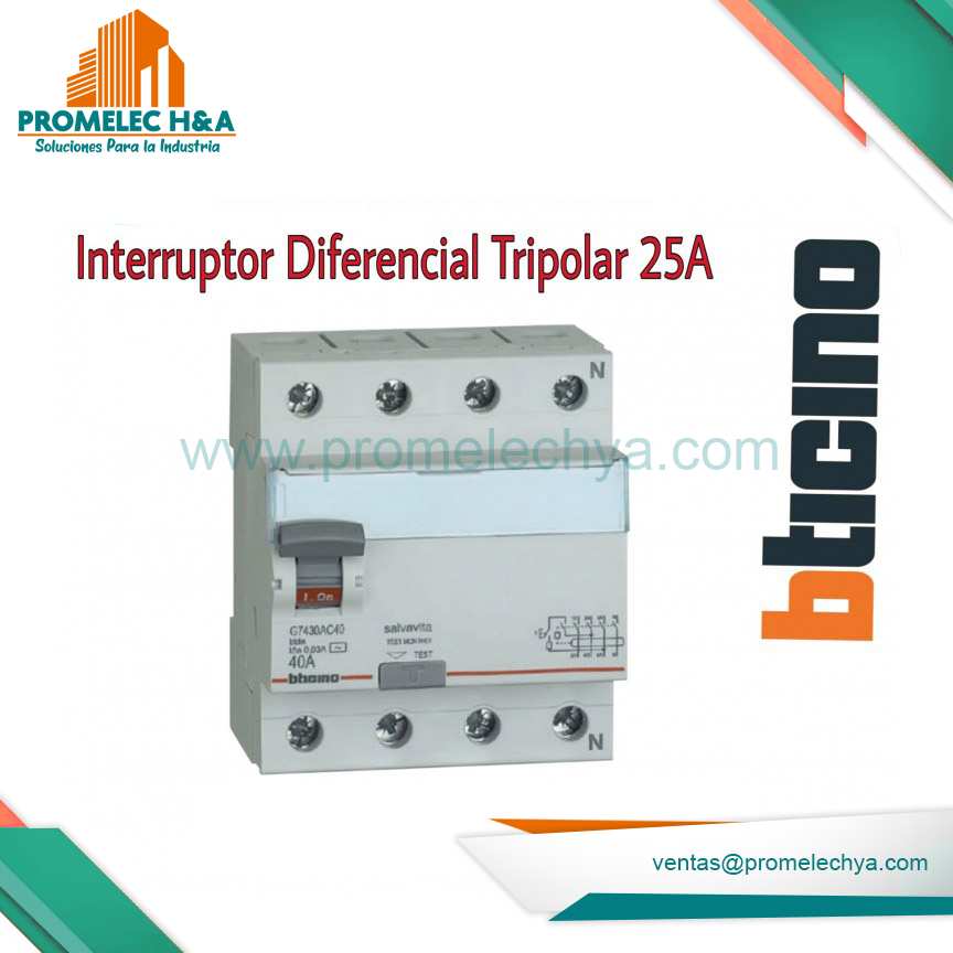 INTERRUPTOR DIFERENCIAL TRIPOLAR 25 A
