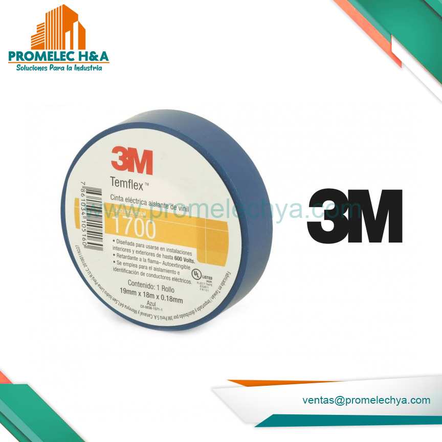 CINTA AISLANTE TEMFLEX 1700 3M AZUL