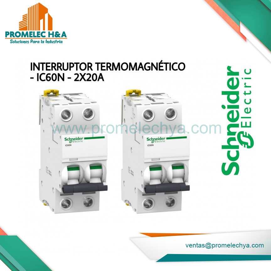INTERRUPTOR TERMOMAGNÉTICO - IC60N - 2X20A  - SCHNEIDER