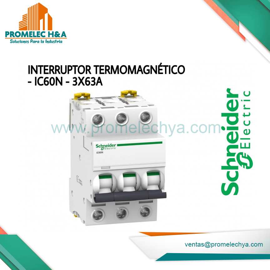 INTERRUPTOR TERMOMAGNÉTICO - IC60N - 3X63A  - SCHNEIDER