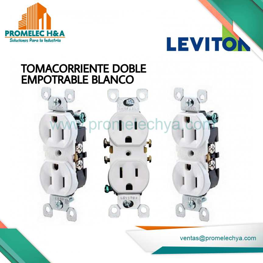 TOMA DOBLE EMPOTRABLE L/T 15A 125V BLANCO