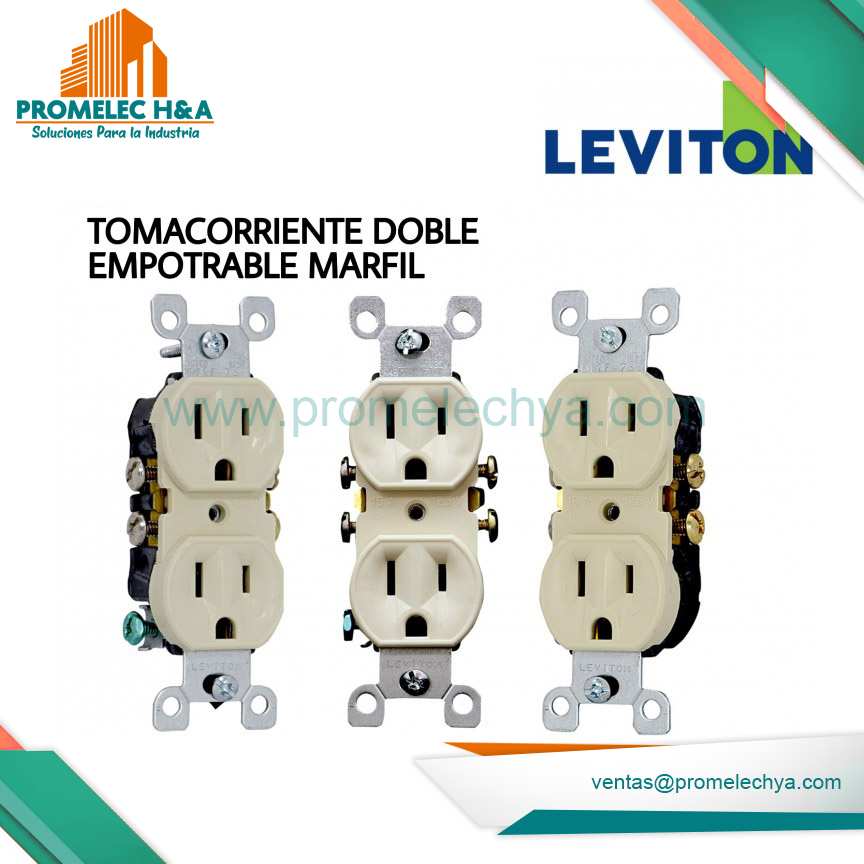 TOMA DOBLE EMPOTRABLE L/T 15A 125V MARFIL
