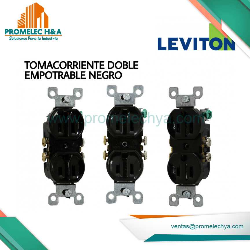 TOMA DOBLE EMPOTRABLE L/T 15A 125V NEGRO