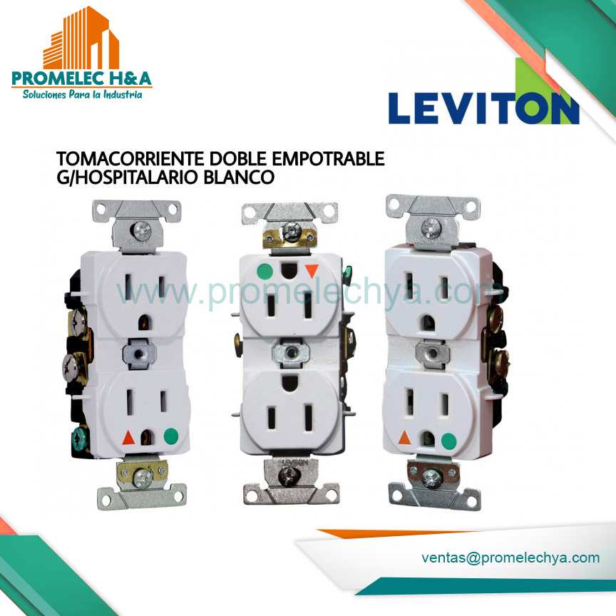 TOMA DOBLE EMPOTRABLE G/HOSPITALARIO TIERRA AISLADA 15A 125V BLANCO