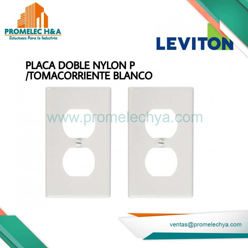 PLACA DOBLE NYLON P/TOMACORRIENTE BLANCO