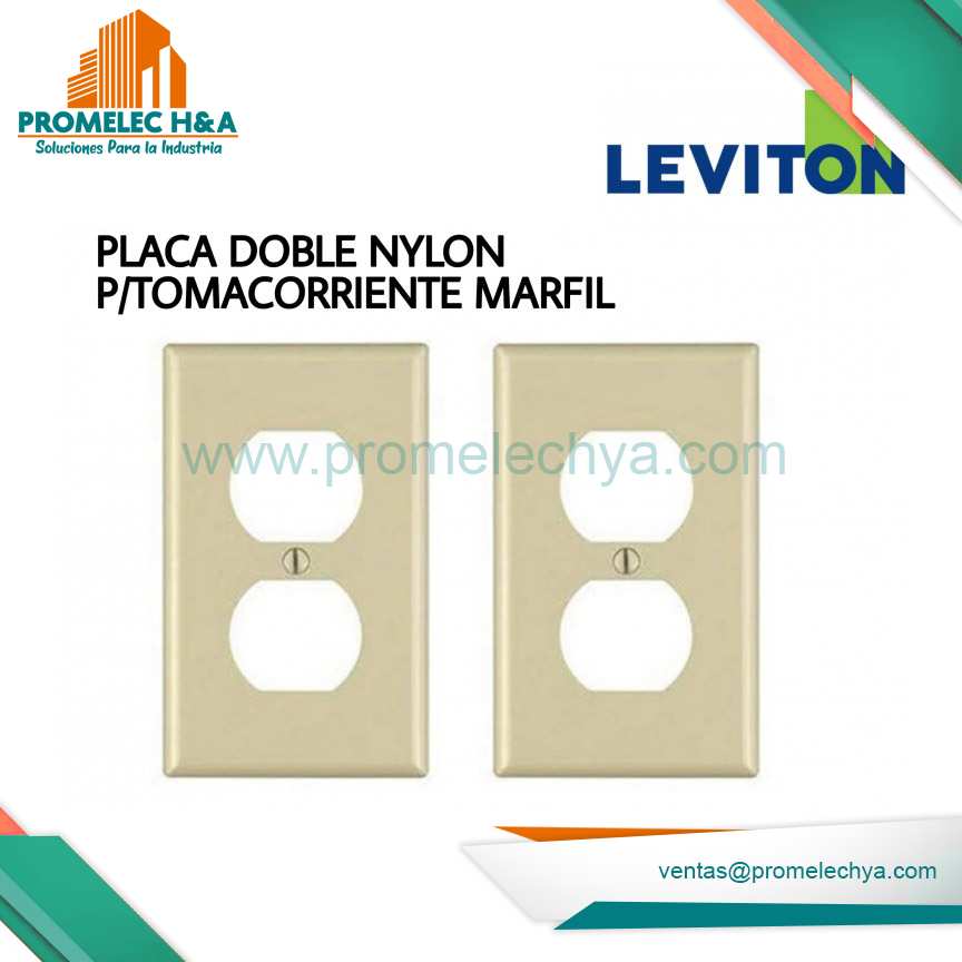 PLACA DOBLE NYLON P/TOMACORRIENTE MARFIL