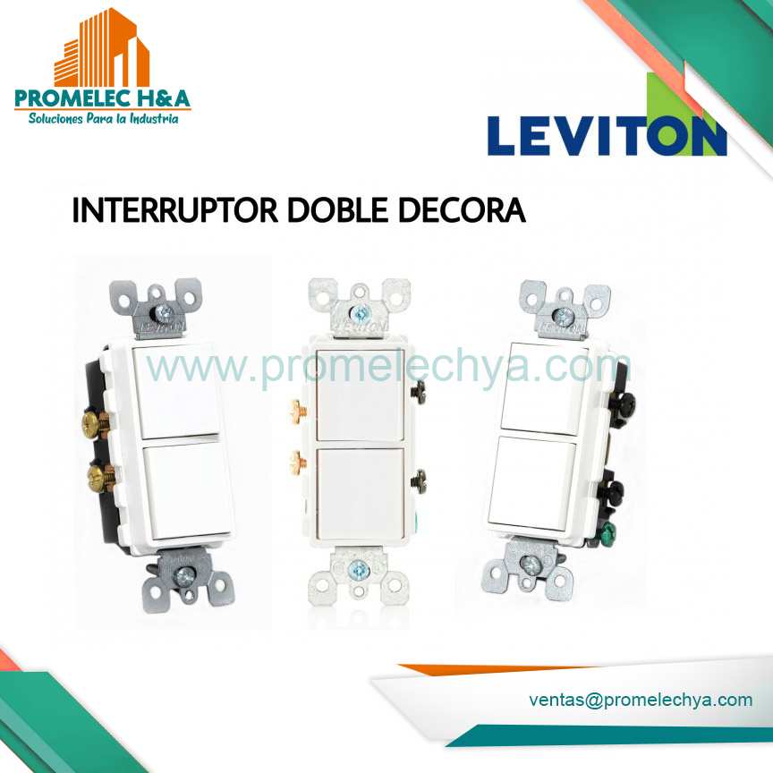 INTERRUPTOR DOBLE DECORA CON L/T 2X15A 250V BLANCO