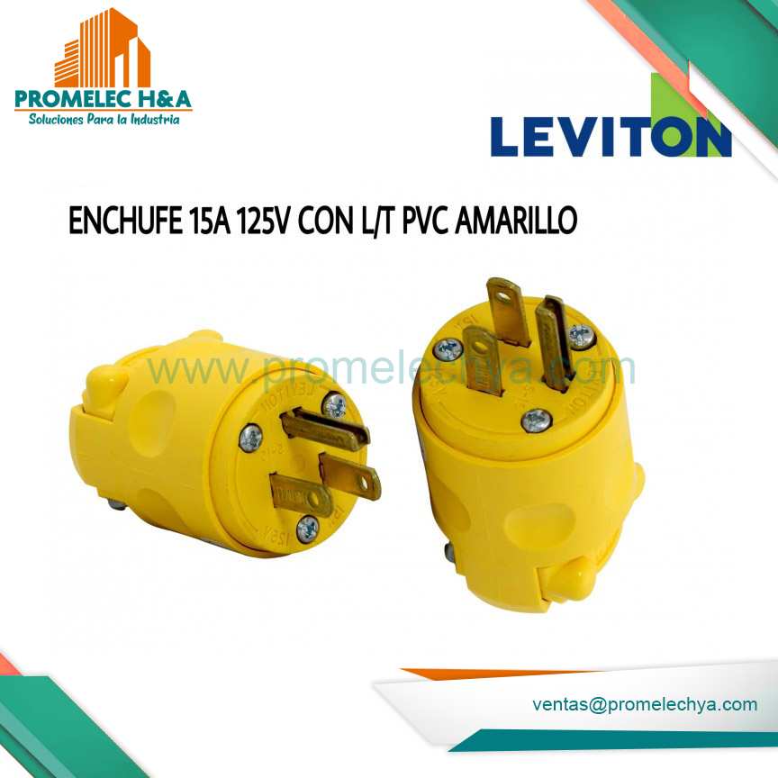 ENCHUFE  15A 125V L/T PVC AMARILLO