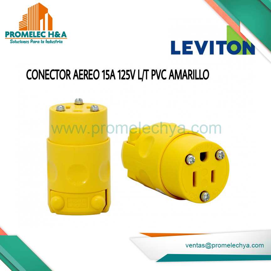 CONECTOR AEREO 15A 125V L/T PVC AMARILLO