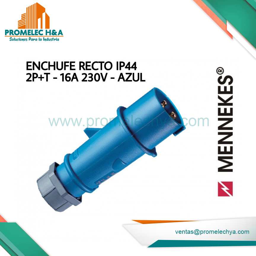 ENCHUFE RECTO AM-TOP® IP44 2P+T 16A 230V AZUL