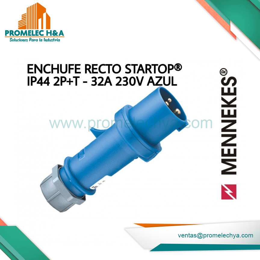 ENCHUFE RECTO STARTOP® IP44 2P+T 32A 230V AZUL