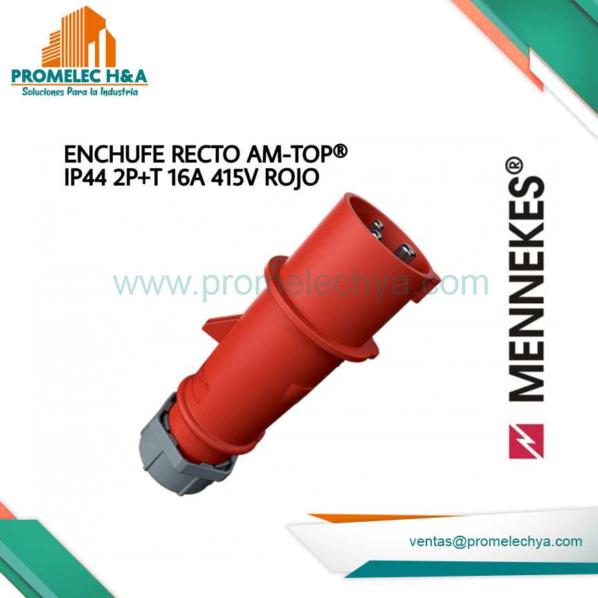 ENCHUFE RECTO AM-TOP® IP44 2P+T 16A 415V ROJO