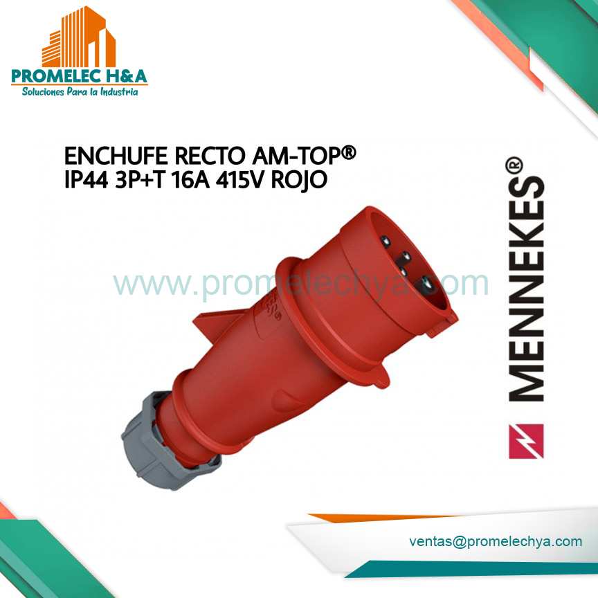 ENCHUFE RECTO AM-TOP® IP44 3P+T 16A 415V ROJO