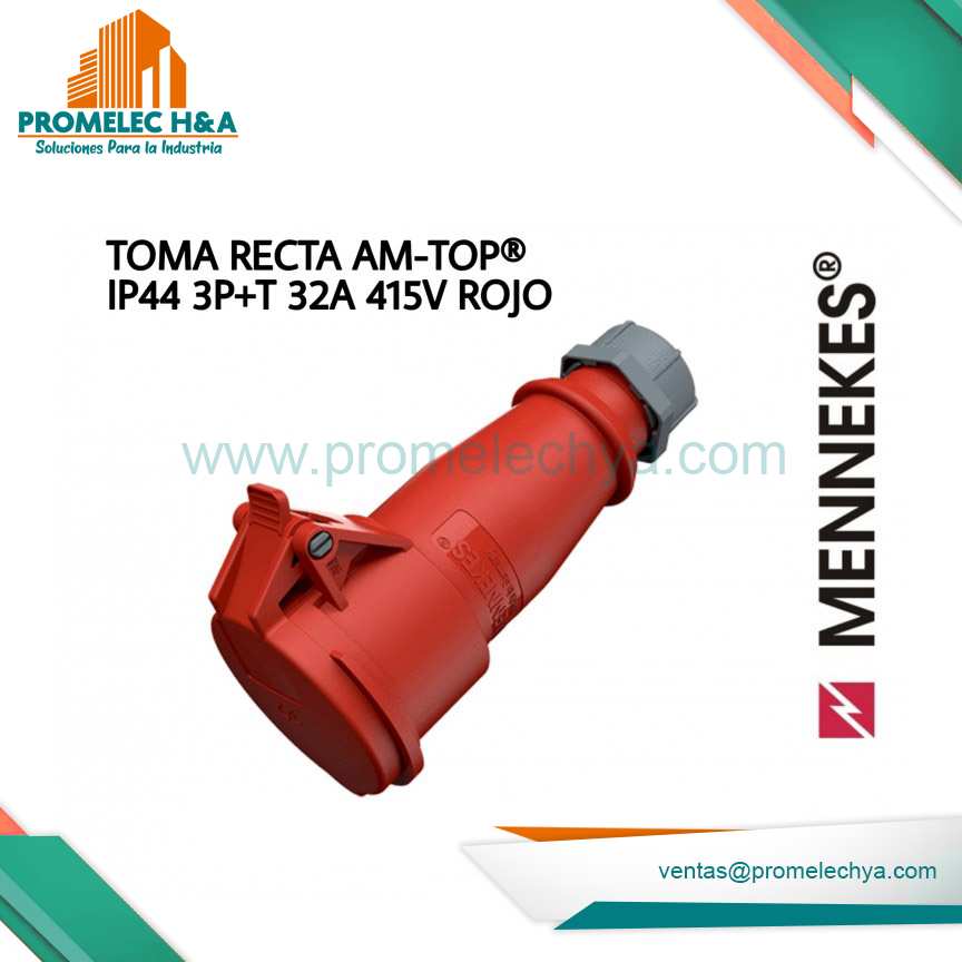 TOMA RECTA AM-TOP® IP44 3P+T 32A 415V ROJO