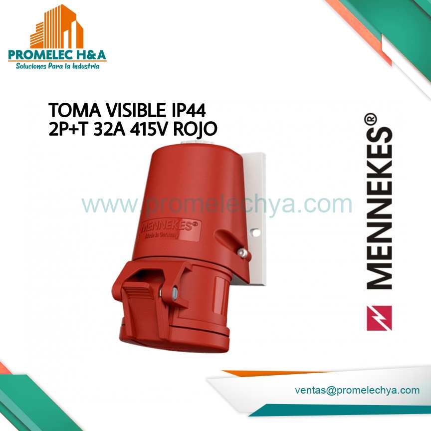 TOMA VISIBLE IP44 2P+T-32A 415V ROJO