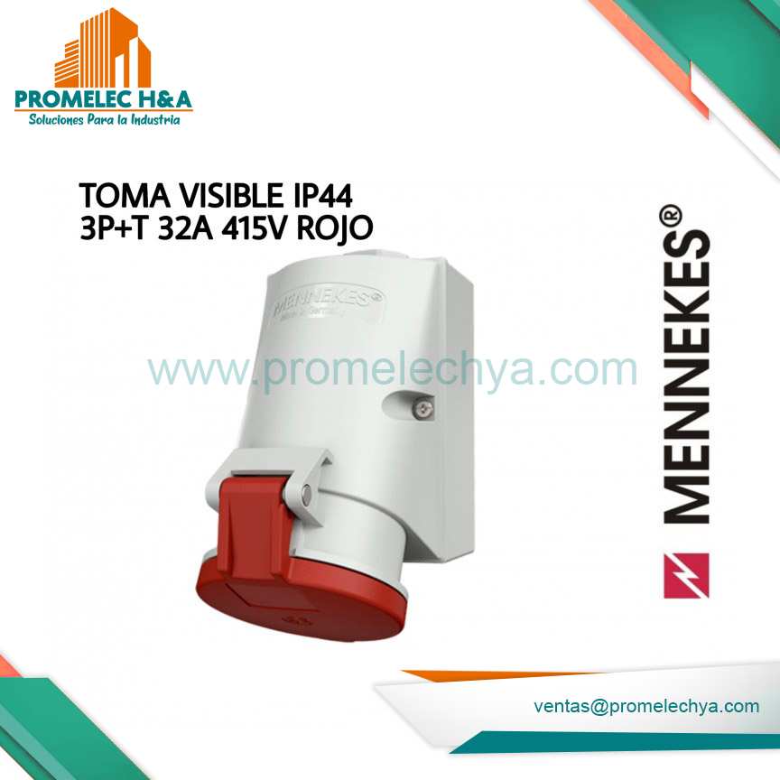 TOMA VISIBLE IP44 3P+T 32A 415V ROJO