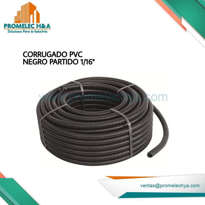 CORRUGADO PVC NEGRO ABIERTO 5/16´´ X 100 MT
