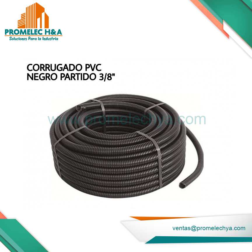 CORRUGADO PVC NEGRO ABIERTO 3/8´´ X 100 MT