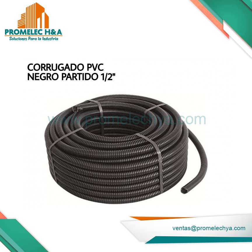 CORRUGADO PVC NEGRO ABIERTO 1/2´´ X 100 MT