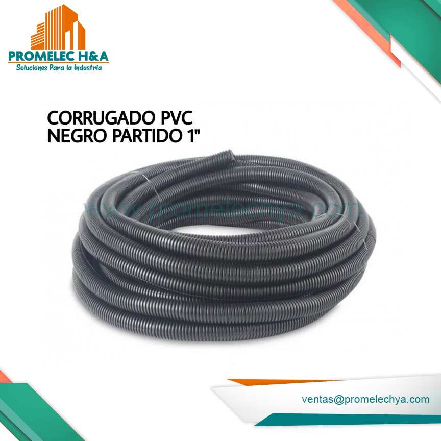 CORRUGADO PVC NEGRO ABIERTO 1´´ X 50 MT