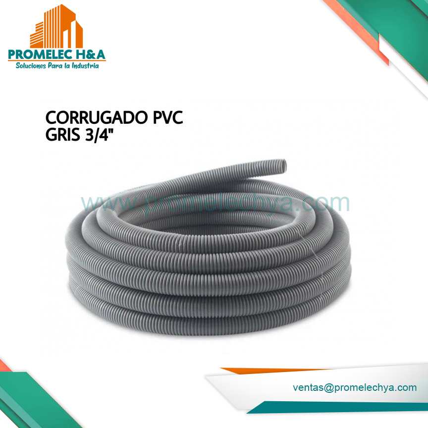 CORRUGADO PVC GRIS CERRADO 3/4´´ X100MT