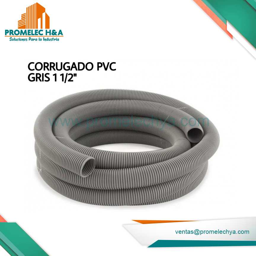 CORRUGADO PVC GRIS CERRADO 1 1/2´´ X50MT