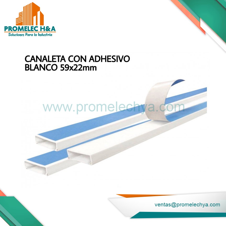 CANALETA CON ADHESIVO BLANCO 59x22mm